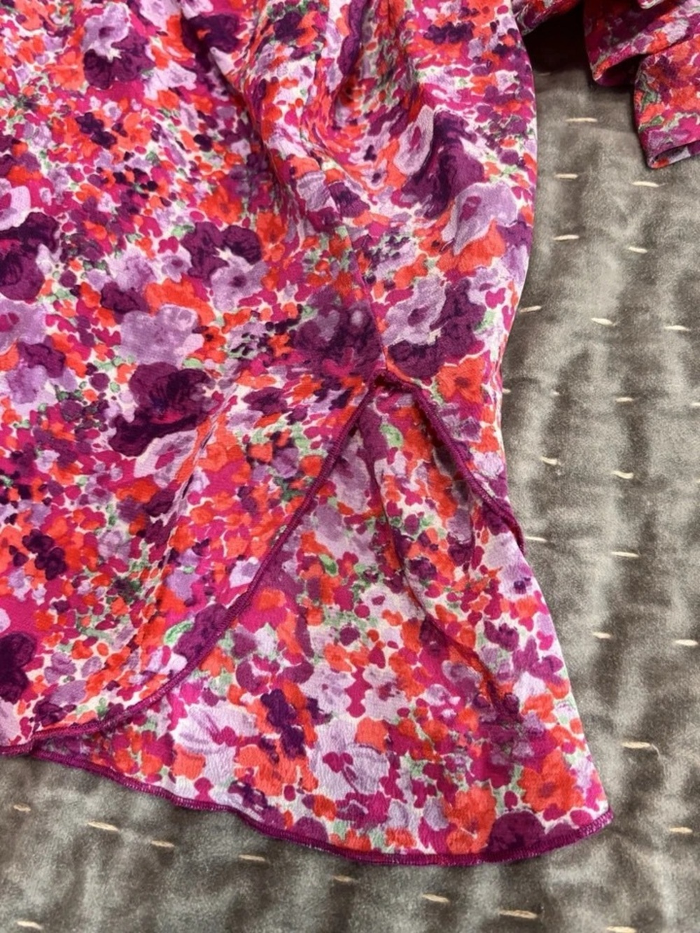 Rebecca Taylor Orange, Pink & Purple Floral V-Neck Blouse - Picture 9 of 9